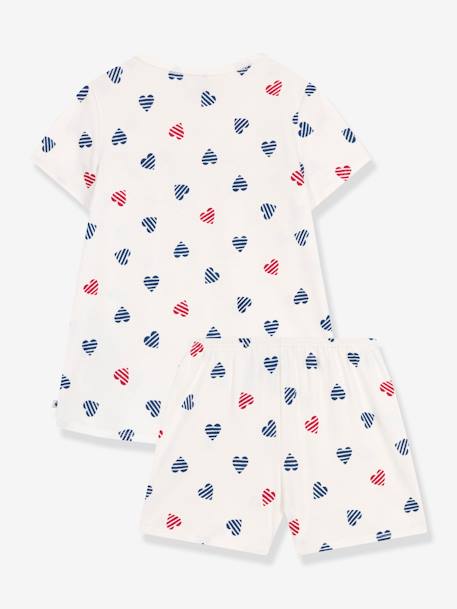 Heart Print Pyjamas for Children, PETIT BATEAU white 