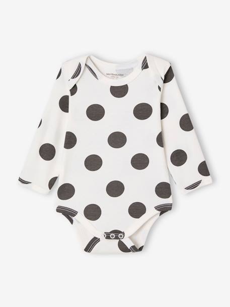 Bodysuit and bib gift set with polka dots ecru 