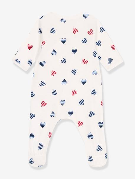 Striped Heart Cotton Pyjamas for Babies, PETIT BATEAU white 