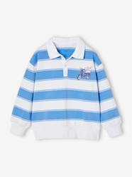 Boys-Striped Sweatshirt with Polo Shirt Collar for Boys