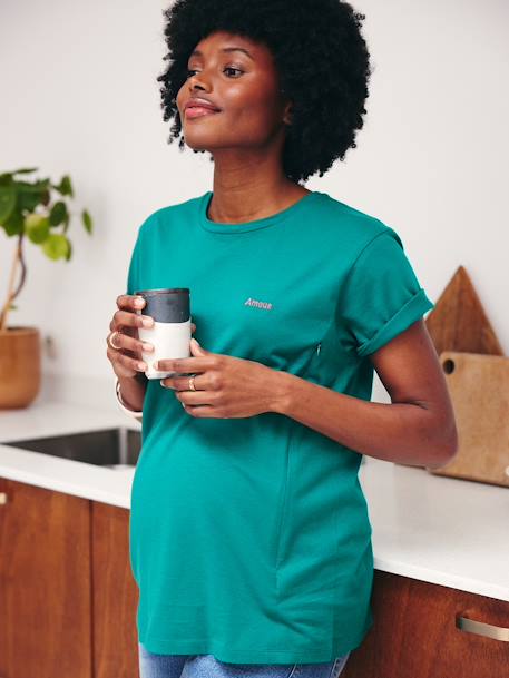 Striped Cotton T-Shirt, Maternity & Nursing Special green 