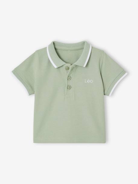 Polo Shirt with Embroidery on the Chest, for Baby Boys Dark Blue+sage green 