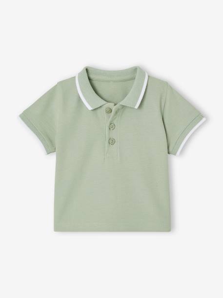 Polo Shirt with Embroidery on the Chest, for Baby Boys Dark Blue+sage green 