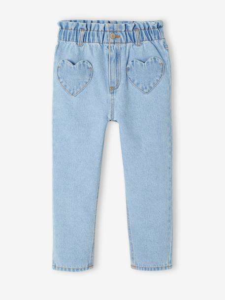 Paperbag Jeans, Heart-Shaped Pockets, for Girls brut denim+light blue+medium blue 