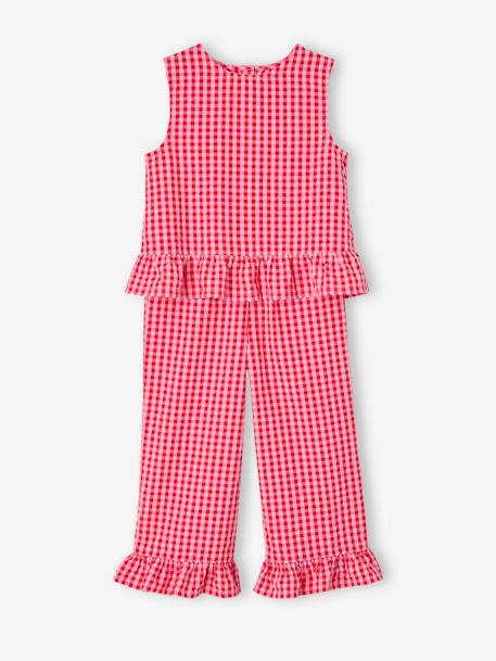 Blouse + 7/8-Length Trouser Combo for Girls red+sage green+sweet pink 