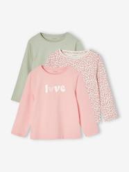 Girls-Pack of 3 long-sleeved girls' fancy t-shirts