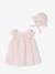 Baby girl dress and bonnet set pale pink 