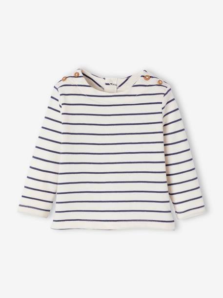 Striped long-sleeved baby t-shirt ecru 