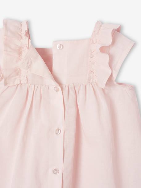 Baby girl dress and bonnet set pale pink 