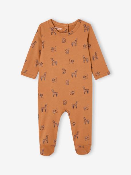 Pack of 2 Safari baby sleepsuits camel 