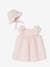 Baby girl dress and bonnet set pale pink 