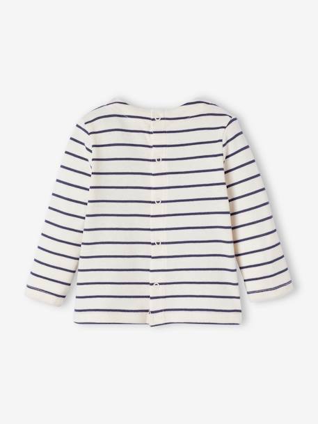 Striped long-sleeved baby t-shirt ecru 