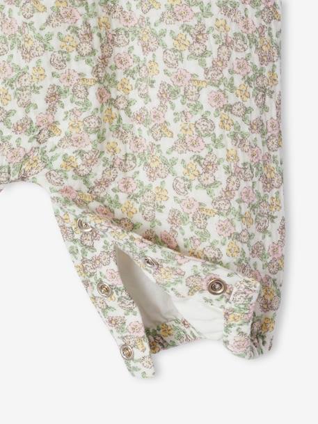 Jumpsuit for Newborn Babies, Embroidery in Cotton Gauze cocoa+ecru+Light Green/Print+pale pink+white 