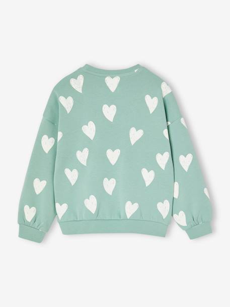 Sweatshirt with Fancy Motifs for Girls grey green+red+rose+vanilla 