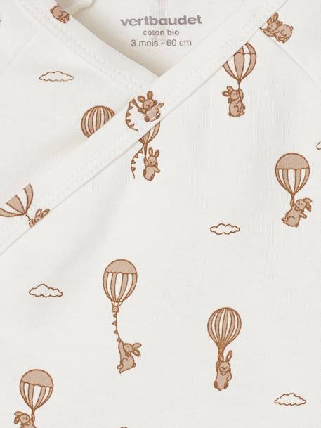 5 pack of short-sleeved baby bodysuits, Hot Air Balloon design ecru 