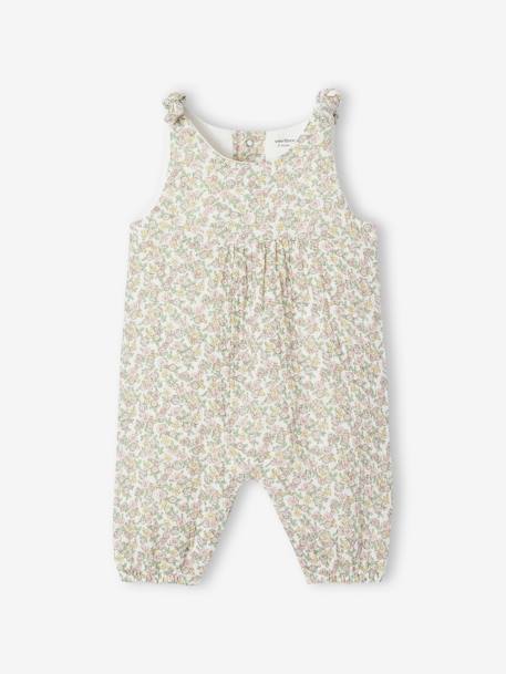 Jumpsuit for Newborn Babies, Embroidery in Cotton Gauze cocoa+ecru+Light Green/Print+pale pink+white 