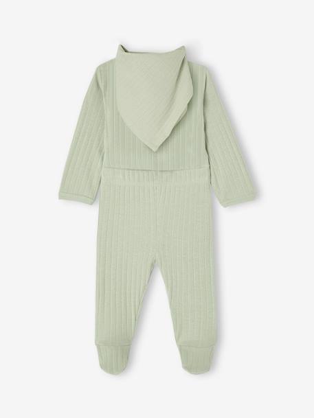 Baby body, leggings and scarf set sage green 