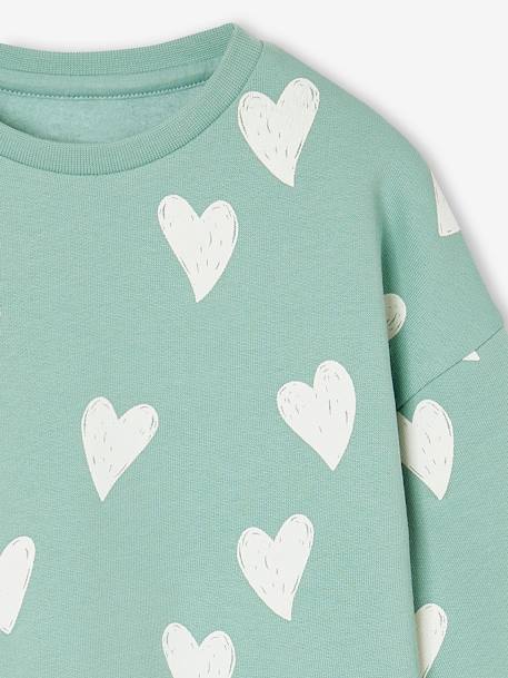 Sweatshirt with Fancy Motifs for Girls grey green+red+rose+vanilla 