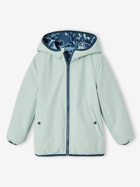 Reversible lightweight puffer jacket for boys ocean blue 