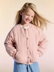 Girls-Girls' quilted bomber jacket in cotton gauze