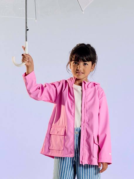 Hooded raincoat for girls rose 