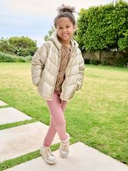 Girls-Lightweight hooded puffer jacket with a shimmer effect for girls