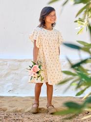 Girls-Dresses-Cotton Gauze Dress with Floral Print, for Girls