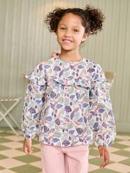 Floral print frill blouse for girls