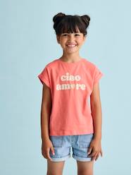 T-Shirt with Message in Flower Motifs for Girls