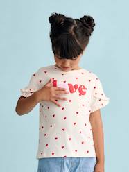 Girls-Striped T-Shirt, Sequinned Heart, for Girls