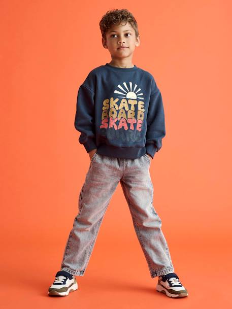 Wide Easy to Slip On Jeans for Boys bleached denim+brut denim+grey+stone 