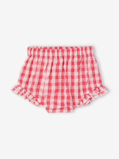 gingham dress and bloomers newborn set raspberry pink 