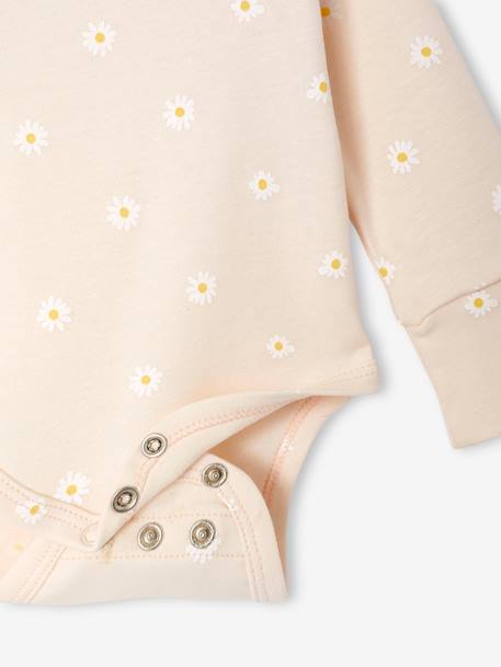 bodysuits with opening for newborns, daisy print pale pink 