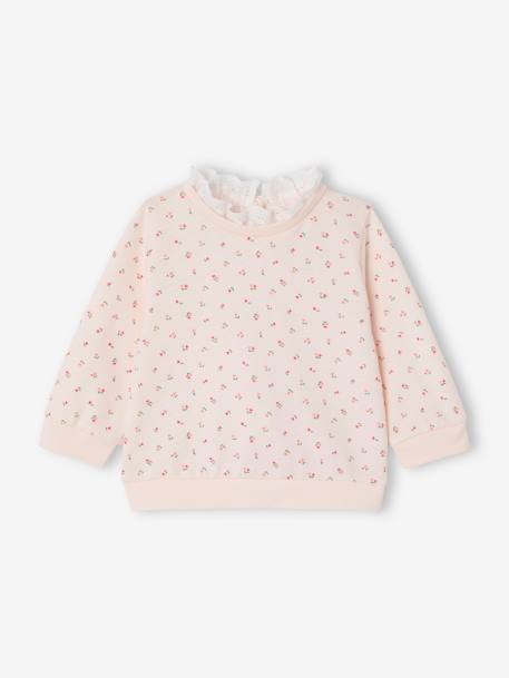 Floral print sleepsuit with embroidered collar pale pink 