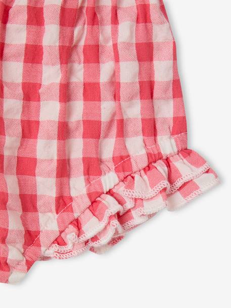 gingham dress and bloomers newborn set raspberry pink 