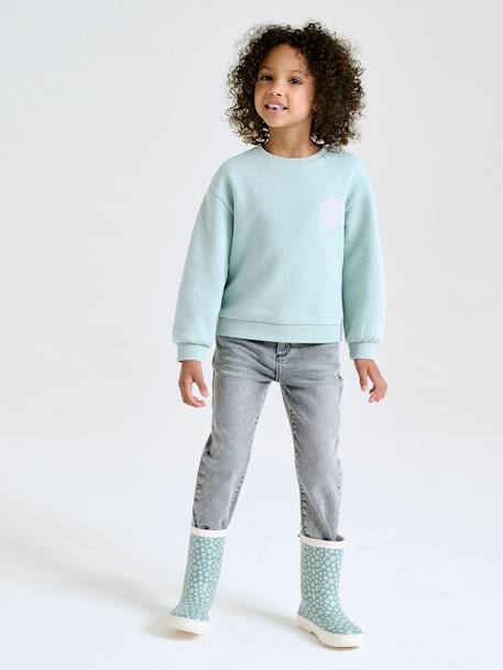 Basics Sweatshirt with Motif for Girls grey green+sky blue+vanilla 