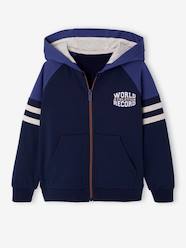 Boys-Boys' sporty zip-up hooded sweatshirt with raglan sleeves