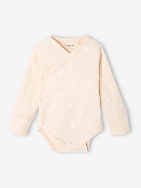 bodysuits with opening for newborns, daisy print pale pink 