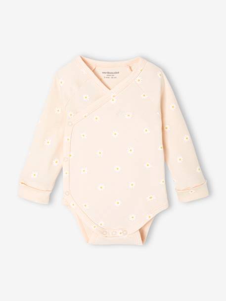 bodysuits with opening for newborns, daisy print pale pink 