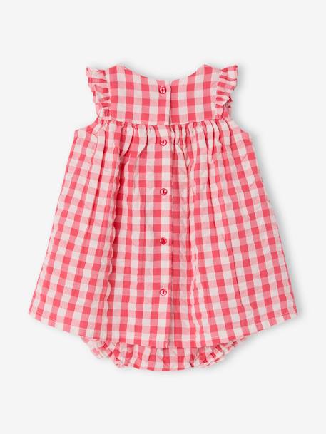 gingham dress and bloomers newborn set raspberry pink 