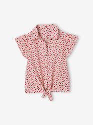 -Tie-Front Blouse in Cotton Gauze for Girls