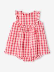 -gingham dress and bloomers newborn set