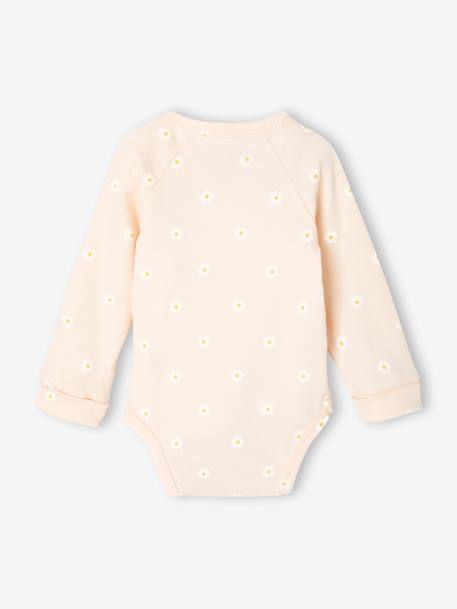 bodysuits with opening for newborns, daisy print pale pink 