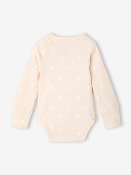 bodysuits with opening for newborns, daisy print pale pink 