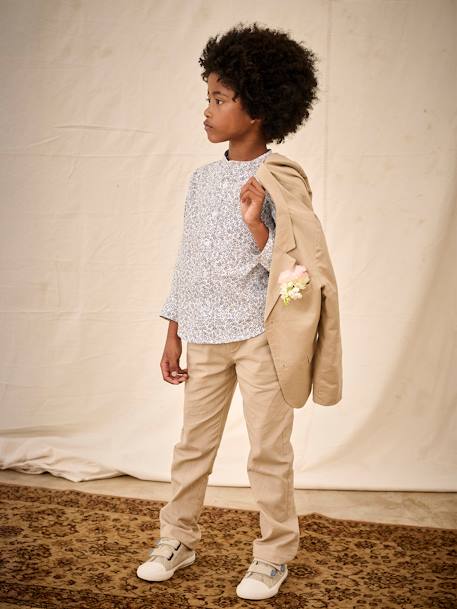 Cotton/Linen Chino Trousers for Boys beige+Beige+blue+Dark Blue+sage green 