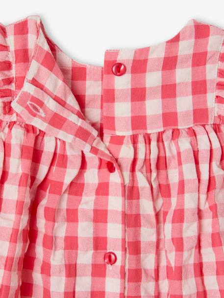 gingham dress and bloomers newborn set raspberry pink 