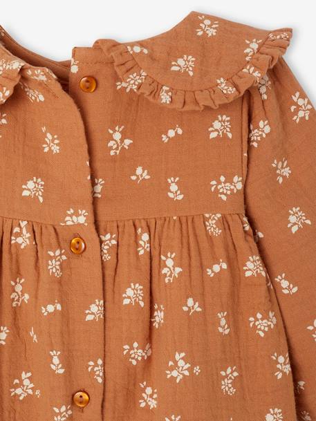 Floral Cotton Gauze Dress for Babies caramel+vanilla 