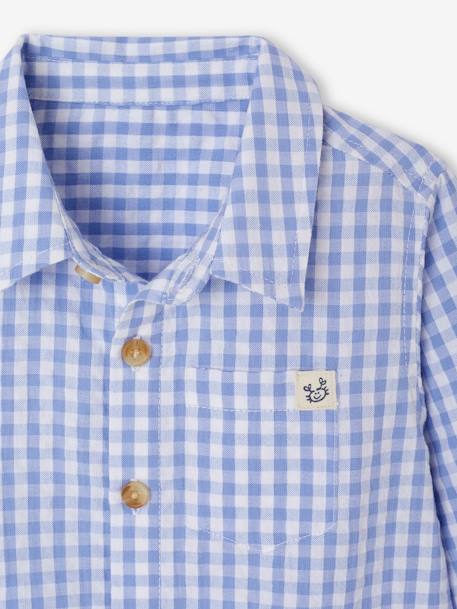 Gingham Seersucker Shirt for Babies chequered blue 