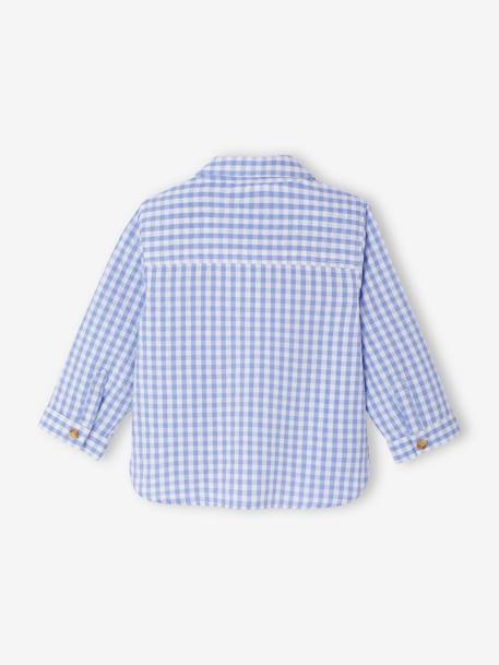 Gingham Seersucker Shirt for Babies chequered blue 