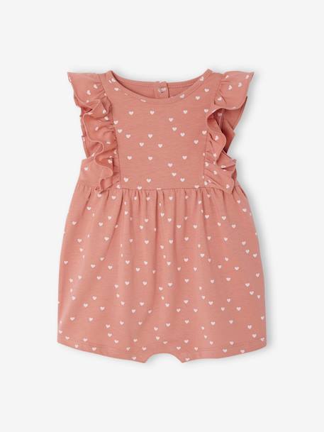 Frill-Sleeved Playsuit for Babies, Basics grey green+rose 